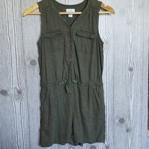 Old Navy Linen blend Army green Romper sz XL 14 Girls